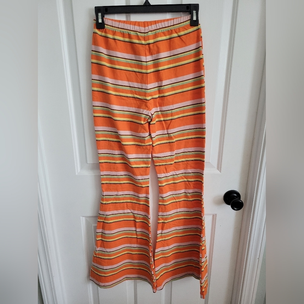 Princess Polly Women's Orange Striped Jackson Knit Flared Pull-on Pants Size 0 - Picture 5 of 5